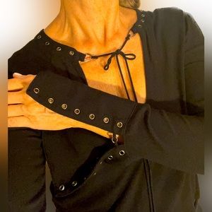 Free people stunning black decorated top size S